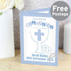 Personalised First Holy Communion Card Blue