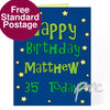 Personalised Happy Birthday Blue Star Card