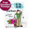 Personalised Bang On The Door Skater boy Age Card