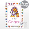 Personalised Bang On The Door Animal Alphabet Girls Card