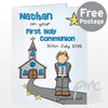Personalised Bang On The Door First Holy Communion Boys Card