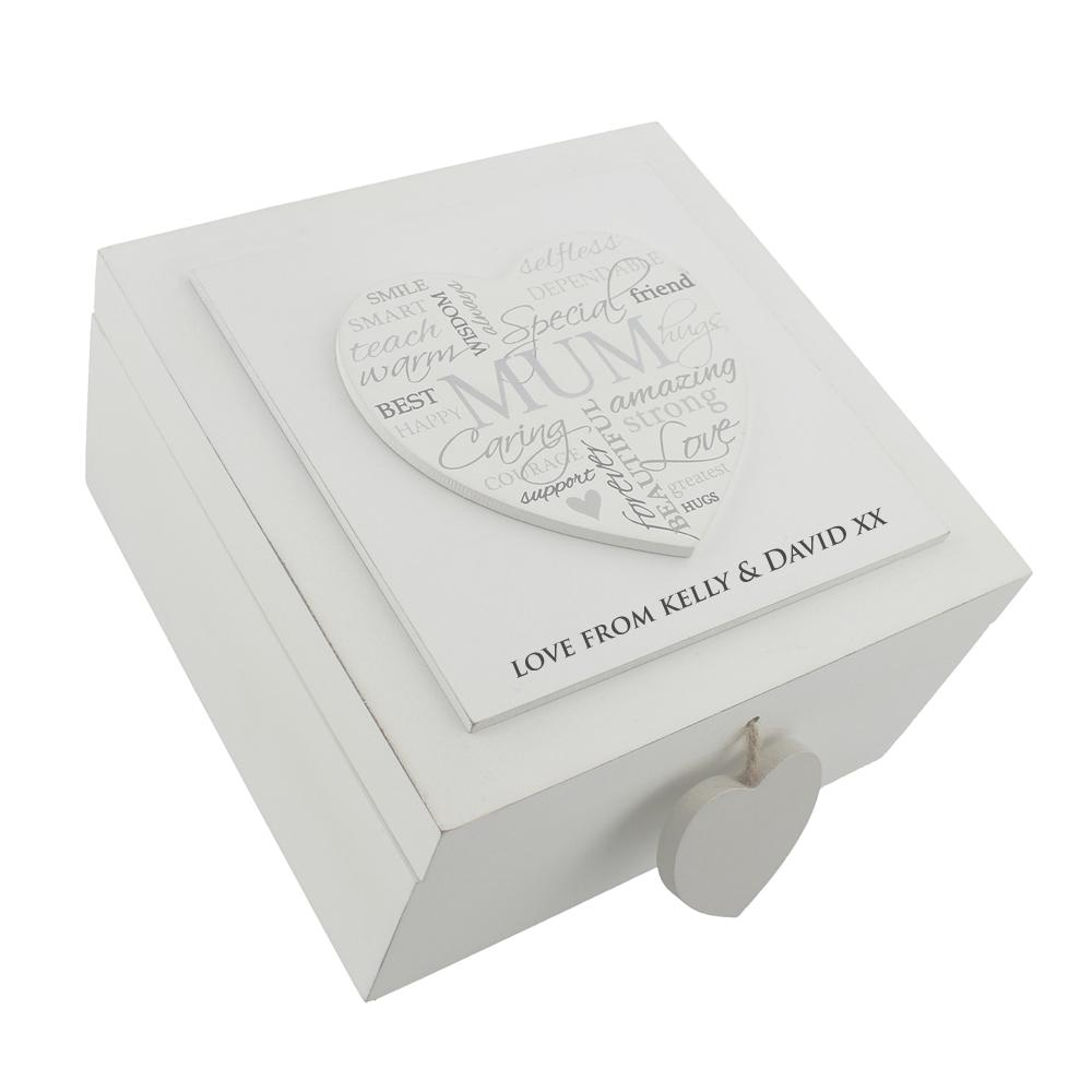 Personalised Heartfelt Moments MDF Sqaure Keepsake Box Mum