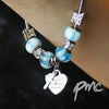 Personalised Cross Charm Bracelet - Sky Blue - 18cm