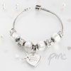 Personalised Cross Charm Bracelet - Ice White - 18cm