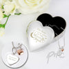 Personalised Engraved Moon and Back Heart Trinket Box & Silver Heart Pendant Gift Set