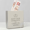 Personalised Keep Calm Square Money Box