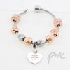 Personalised Rose Gold Charm Bracelet - Any Message - 18cm