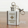 Personalised Emergency Supply 1oz Stainless Steel Hip Flask Keyring