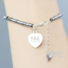 Personalised Hematite Initials and Date Heart Bracelet