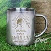 Personalised 'Adventure Awaits' Metal Mug