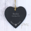 Personalised Maid Of Honour Slate Heart Decoration