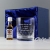 Personalised Cut Crystal Glass & Bourbon Whiskey Miniature Set