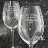 Personalised Hand Cut Diamante Heart Wine Glasses with Swarovski Elements