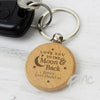 Personalised Moon & Back Wooden Keyring