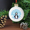 Personalised Snow Scene Penguin Bauble
