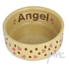 Personalised Dotty Heart Large Brown Pet Bowl