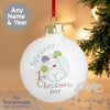 Personalised The Snowman and the Snowdog My 1st Christmas Blue Bauble