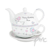 Personalised Floral Birds Tea For One