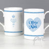 Personalised Mr & Mrs Blue Damask Heart Slim Mug