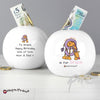 Personalised Bang On The Door Animal Alphabet Girls Money Box