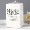 Personalised Mr & Mrs Ceramic Tea Light Candle Holder