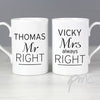 Personalised Classic Mr Right/Mrs Always Right Mug Set