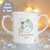 Personalised The Snowman and the Snowdog My 1st Christmas Blue Loving Mug