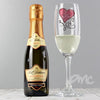 Personalised Love Heart Flute & Miniature Prosecco Set