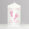 Personalised Pink Footprints Candle