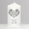 Personalised Black Damask Heart Candle