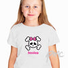 Personalised Girls Skull & Cross Bone Tshirt 7-8 years
