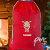 Personalised Retro Reindeer Red Cotton Sack