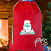 Personalised Polar Bear  Red Cotton Sack