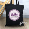 Personalised Frills Black Cotton Bag