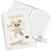 Personalised Cotton Zoo Tweed the Bear Pink A5 Notebook