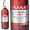 Personalised Hearts I Love You Rose Wine