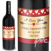 Personalised Hearts I Love You Red Wine