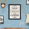 Personalised Cream in my Coffee Black Framed Poster Print