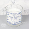 Personalised Country Diary Blue Blossom Scented Jar Candle