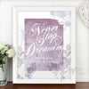 Personalised 'Never Stop Dreaming' White Framed Poster Print