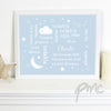 Personalised Blue Twinkle Twinkle Typography White Framed Poster Print