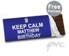 Personalised Keep Calm Birthday Milk Chocolate Bar Blue
