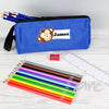 Blue Monkey Pencil Case with Personalised Pencils & Crayons