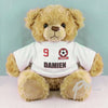 Personalised Red Football Fan T-Shirt Message Bear