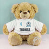 Personalised Sky Blue Football Fan T-Shirt Message Bear