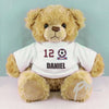 Personalised Claret and Blue Football Fan T-Shirt Message Bear