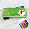 Personalised Team Player Pencil Tin with Pencil Crayons