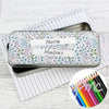 Personalised Botanical Pencil Tin with Pencil Crayons