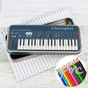 Personalised Keyboard Pencil Tin with Pencil Crayons