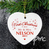 Personalised 'Our First Christmas' Ceramic Heart Decoration